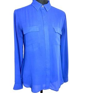 LOFT | Royal Blue Button Top Long Sleeve Top | Size  XS